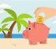 wakacje kredytowe świnka skarbonka na plaży